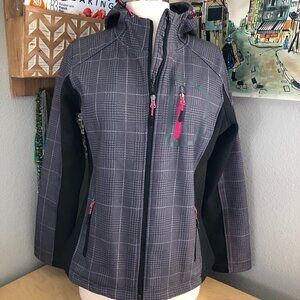 VERTICAL 9 Athletic Black Gray Neon Pink Soft Shell Jacket Women's size M